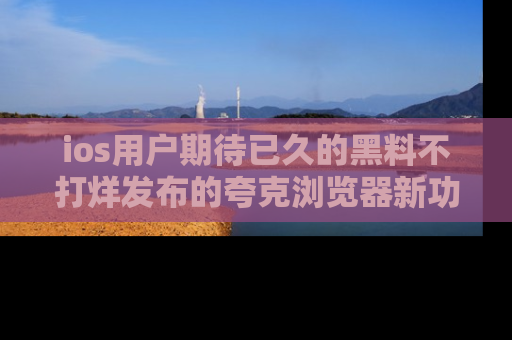 ios用户期待已久的黑料不打烊发布的夸克浏览器新功能上线啦！